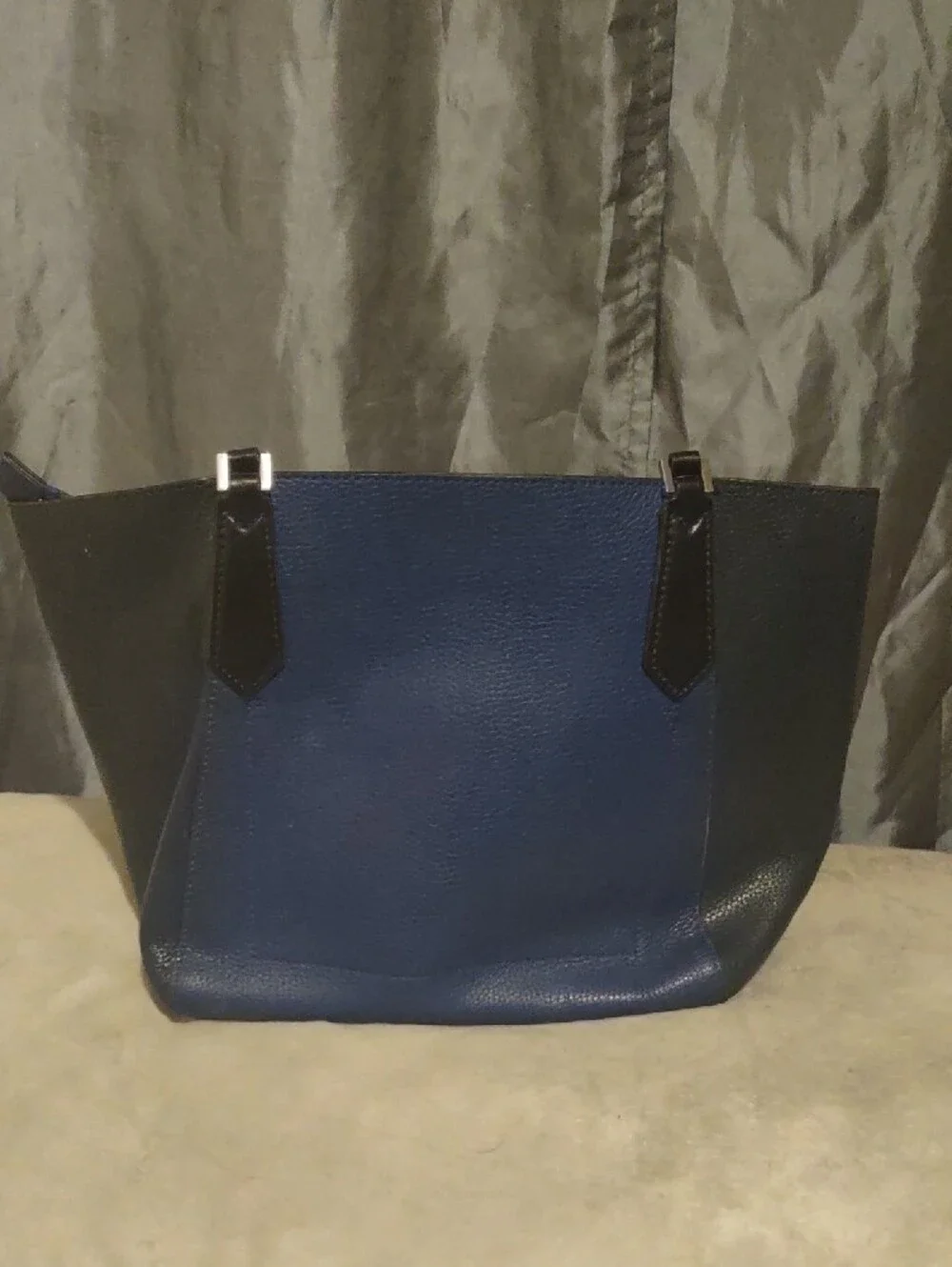 Michael Kors Navy and Black Pebbled Leather Tote